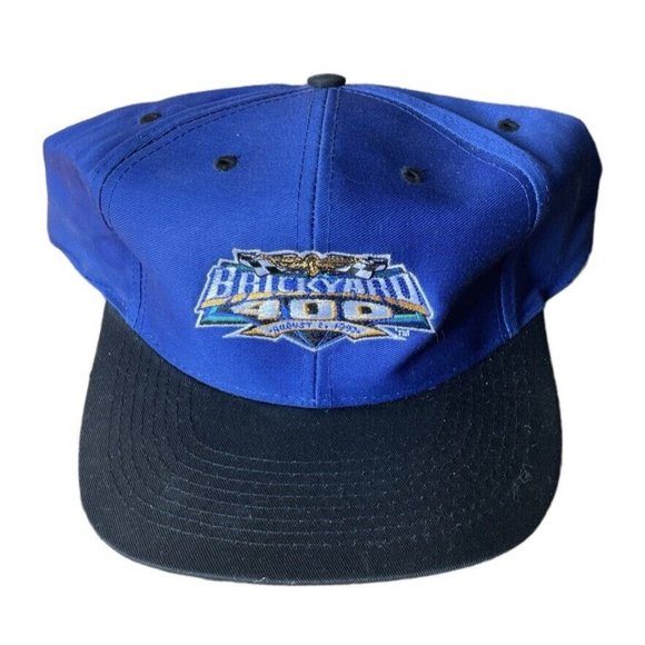 1997 Brickyard 400 Indy Logo 7 Vintage Snapback Hat Cap Two-Tone Blue Vintage
